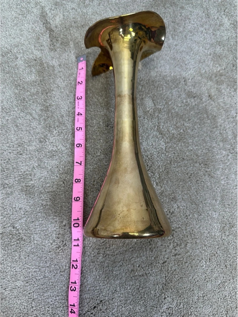 VTG Solid Brass Calla Lily Vase Gatco Sophia Brass Abstract Art Nouveau 10.5”